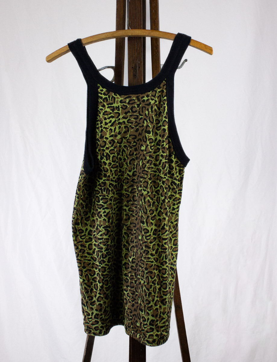 Vintage Green Cheetah Tank Top 80s Large