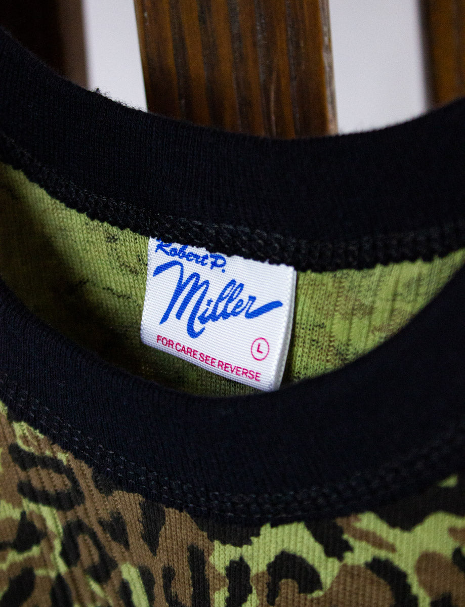 Vintage Green Cheetah Tank Top 80s Large