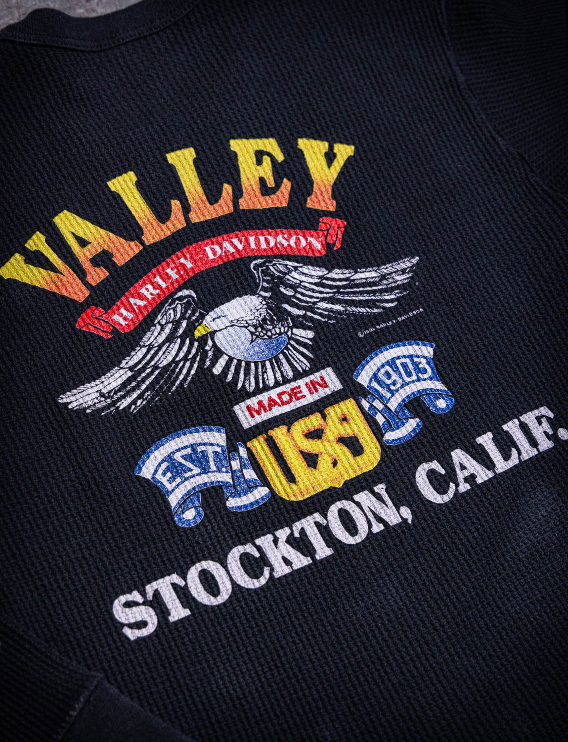 Vintage 80s Harley Davidson California Long Sleeve Thermal Shirt Medium/Large