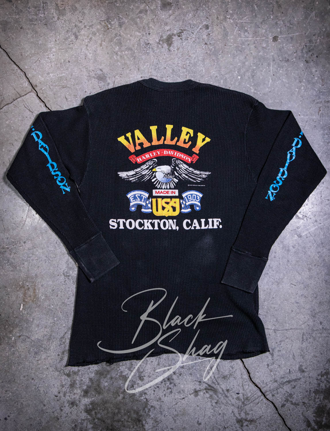 Vintage 80s Harley Davidson California Long Sleeve Thermal Shirt Medium/Large
