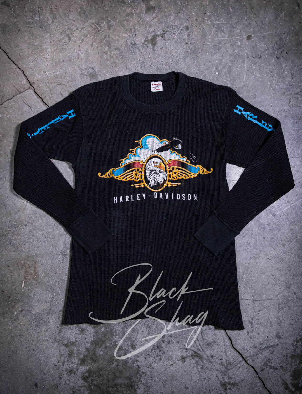Vintage 80s Harley Davidson California Long Sleeve Thermal Shirt Medium/Large