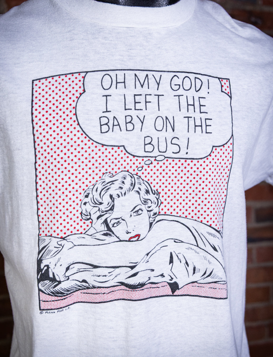 Vintage 80s Lichtenstein I Left The Baby on the Bus! Graphic T Shirt Medium