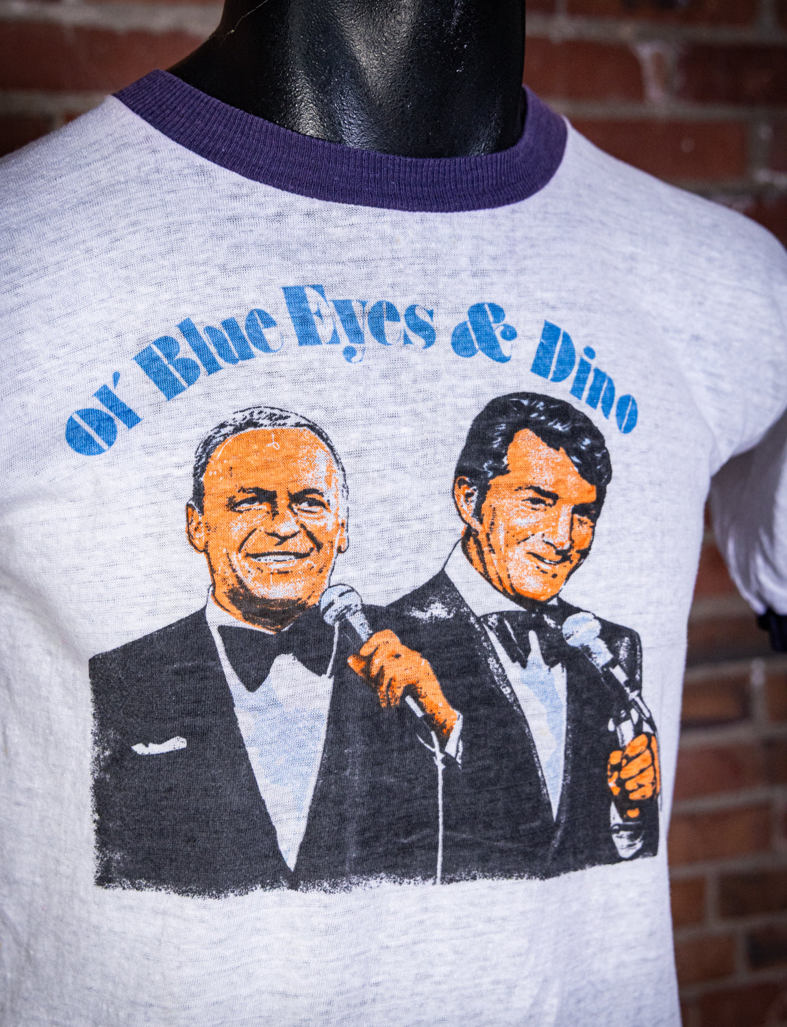 Vintage 1988 Sinatra and Martin Ol Blue Eyes & Dino Concert Ringer T Shirt Small
