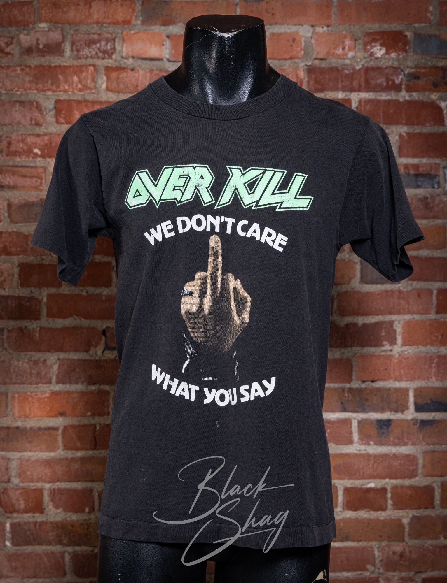 Vintage 80s Over Kill We Don't Care What You Say Concert T Shirt Medium