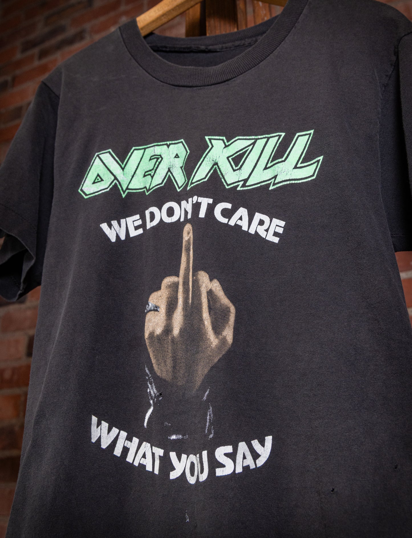 Vintage 80s Over Kill We Don't Care What You Say Concert T Shirt Medium