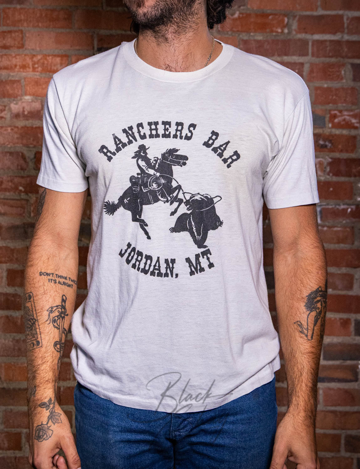 Vintage 80s Ranchers Bar Jordan, MT Graphic T Shirt Large