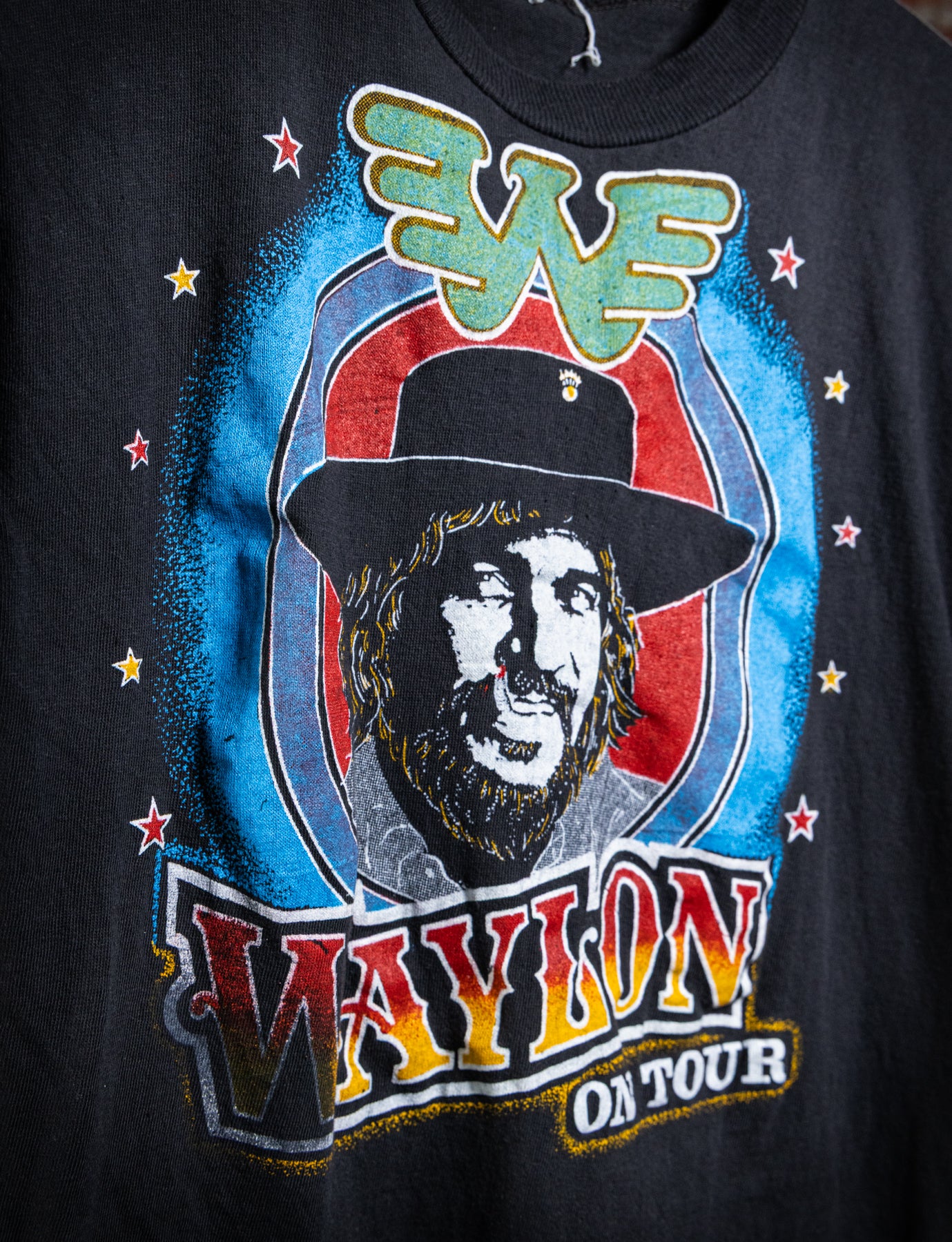 Vintage 80s Waylon Jennings Parking Lot Concert T Shirt Small