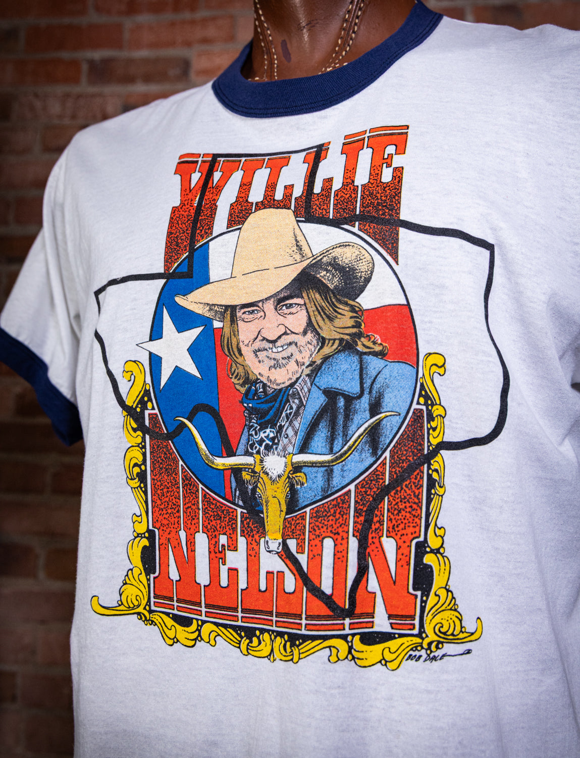 Vintage 80s Willie Nelson On Tour Bob Dale Concert T Shirt XL