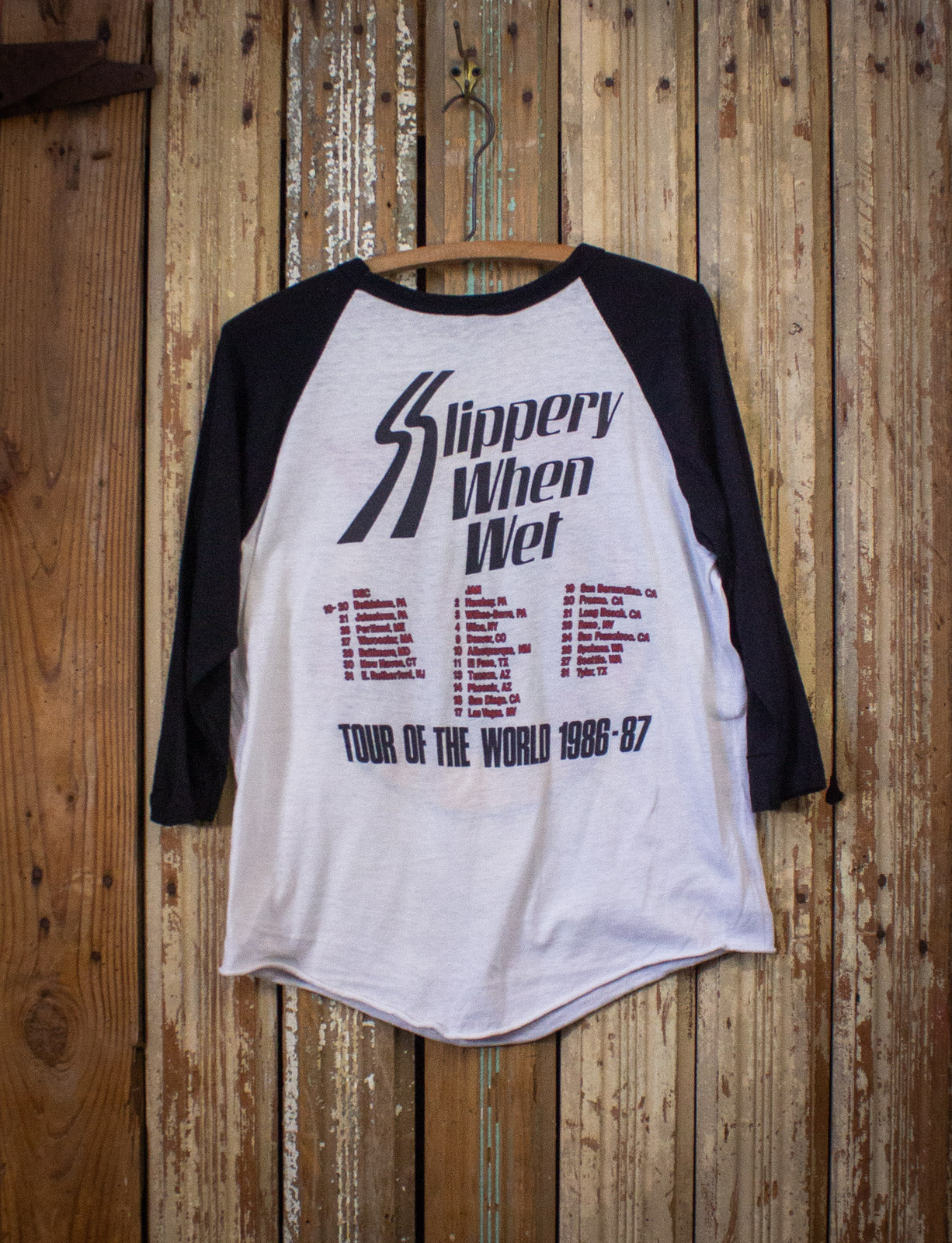 Vintage 86-87 Bon Jovi Slippery When Wet Raglan Concert T Shirt Large