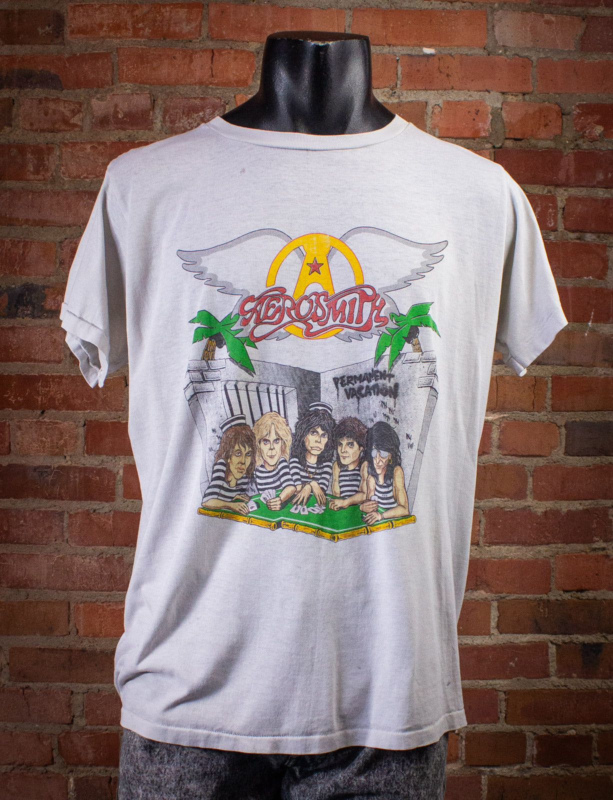 Vintage Aerosmith Permanent Vacation Concert T Shirt 1987 White Large