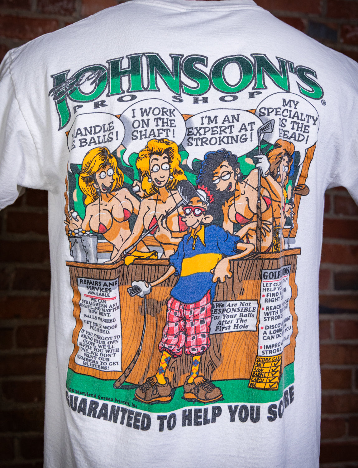 Vintage 1995 Big Johnson's Golf Graphic T Shirt Large
