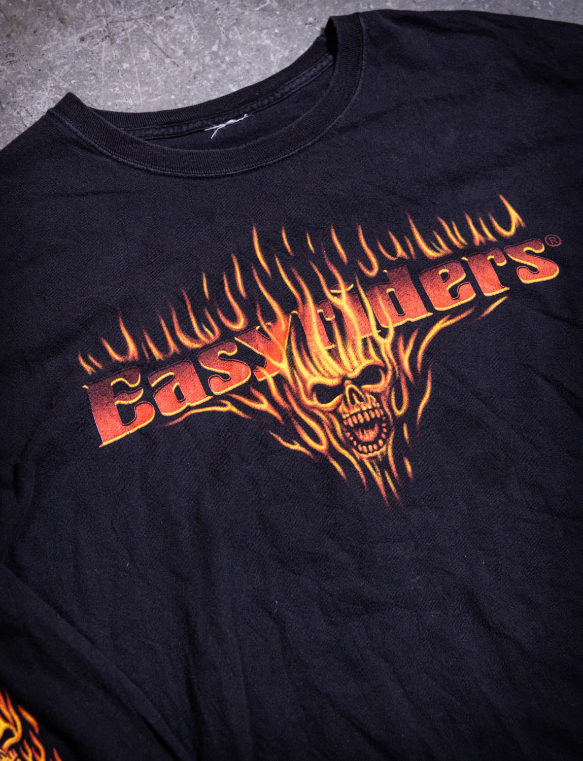 Vintage 90s Easyriders Flame Skull Long Sleeve Graphic T Shirt XL