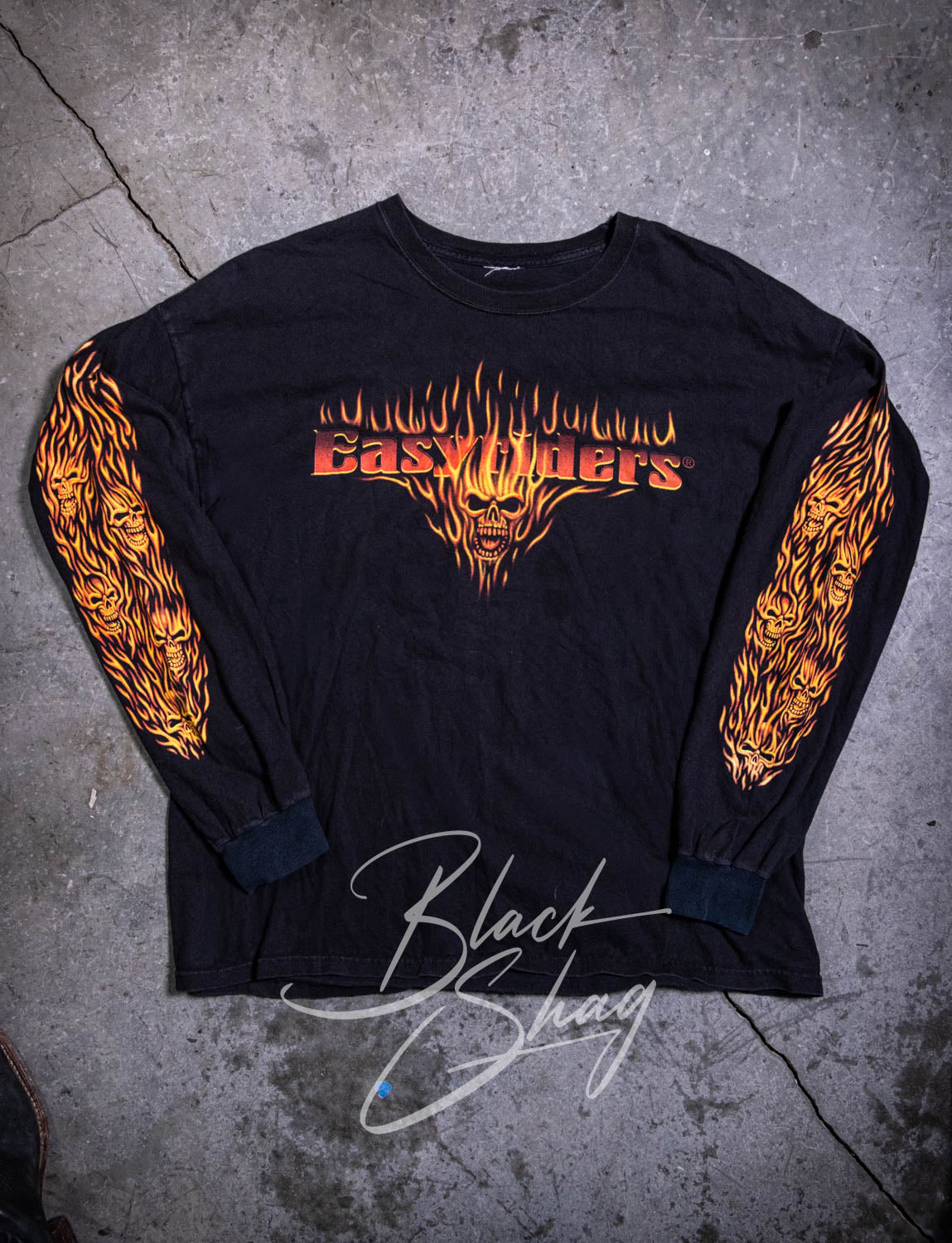 Vintage 90s Easyriders Flame Skull Long Sleeve Graphic T Shirt XL