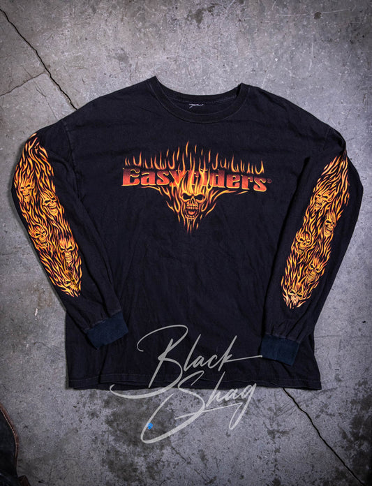 Vintage 90s Easyriders Flame Skull Long Sleeve Graphic T Shirt XL