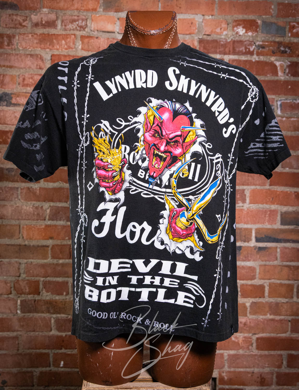 Vintage 90s Lynyrd Skynyrd Devil in the Bottle AOP Concert T Shirt XL