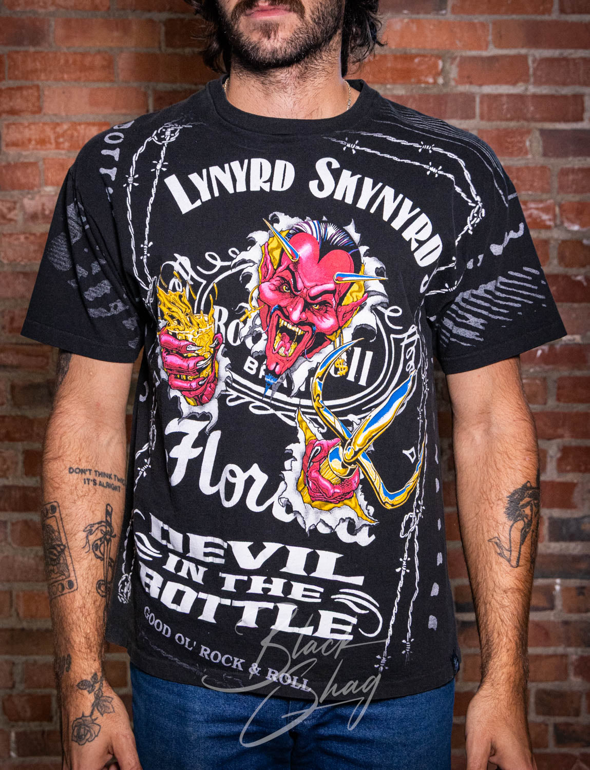 Vintage 90s Lynyrd Skynyrd Devil in the Bottle AOP Concert T Shirt XL