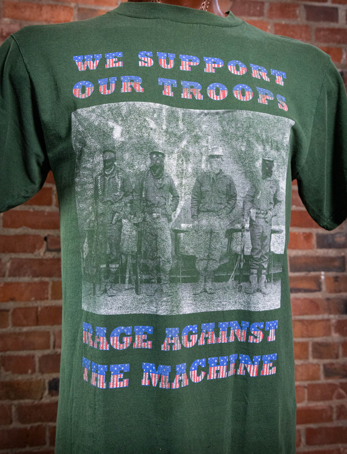 Vintage 90s Rage Against the Machine We Support Our Troops Concert T Shirt Large