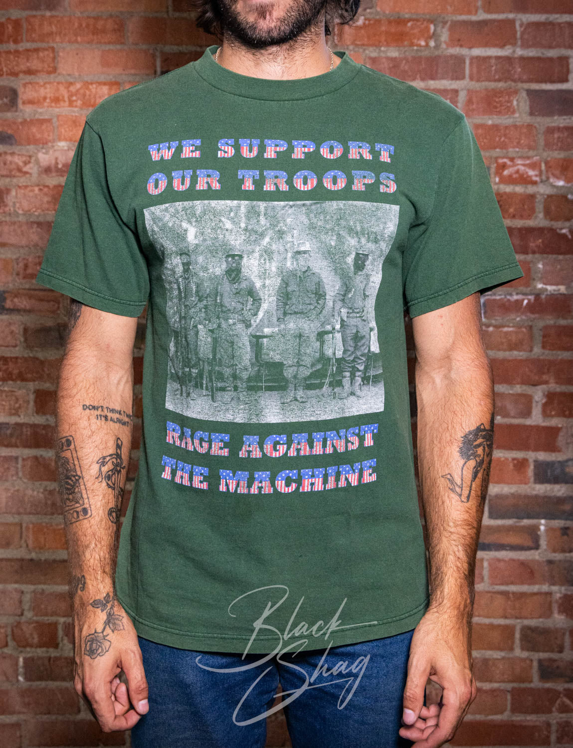 Vintage 90s Rage Against the Machine We Support Our Troops Concert T Shirt Large