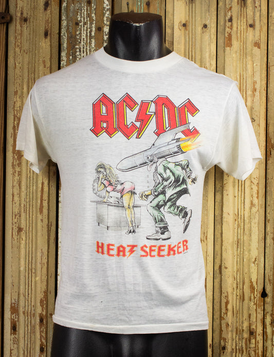Vintage AC/DC Heat Seeker Concert T Shirt 1988 White Small