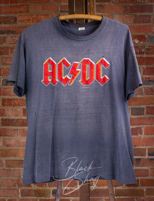Vintage AC/DC Logo Concert T Shirt 1979 Black Large
