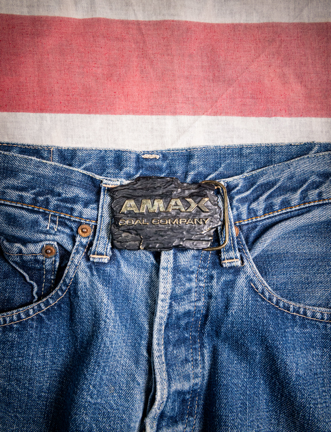 70s AMAX Coal Company Brass Belt Buckle