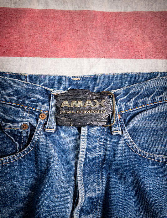 70s AMAX Coal Company Brass Belt Buckle