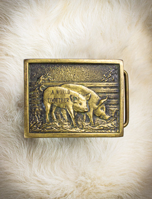 Vintage A World Together Belt Buckle 1978