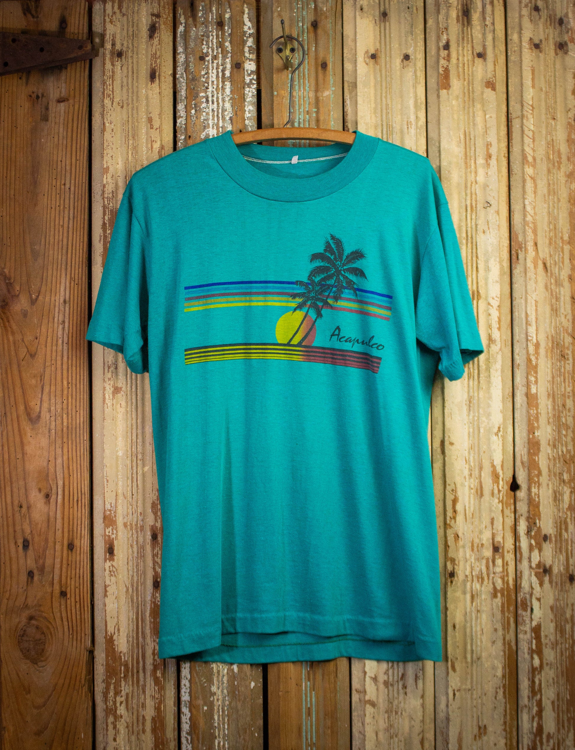 Vintage Acapulco Graphic T Shirt 80s Teal Large