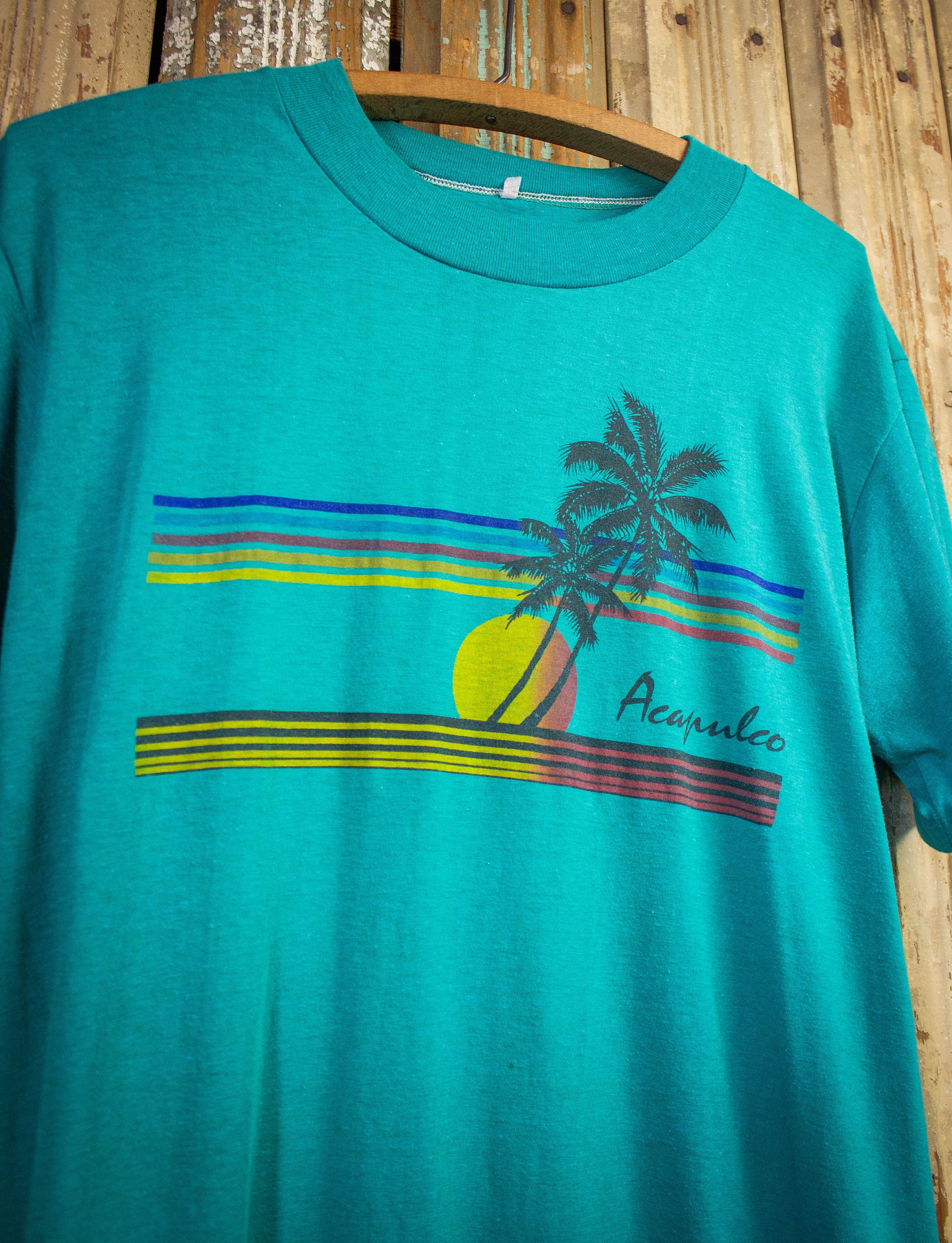 Vintage Acapulco Graphic T Shirt Teal Large