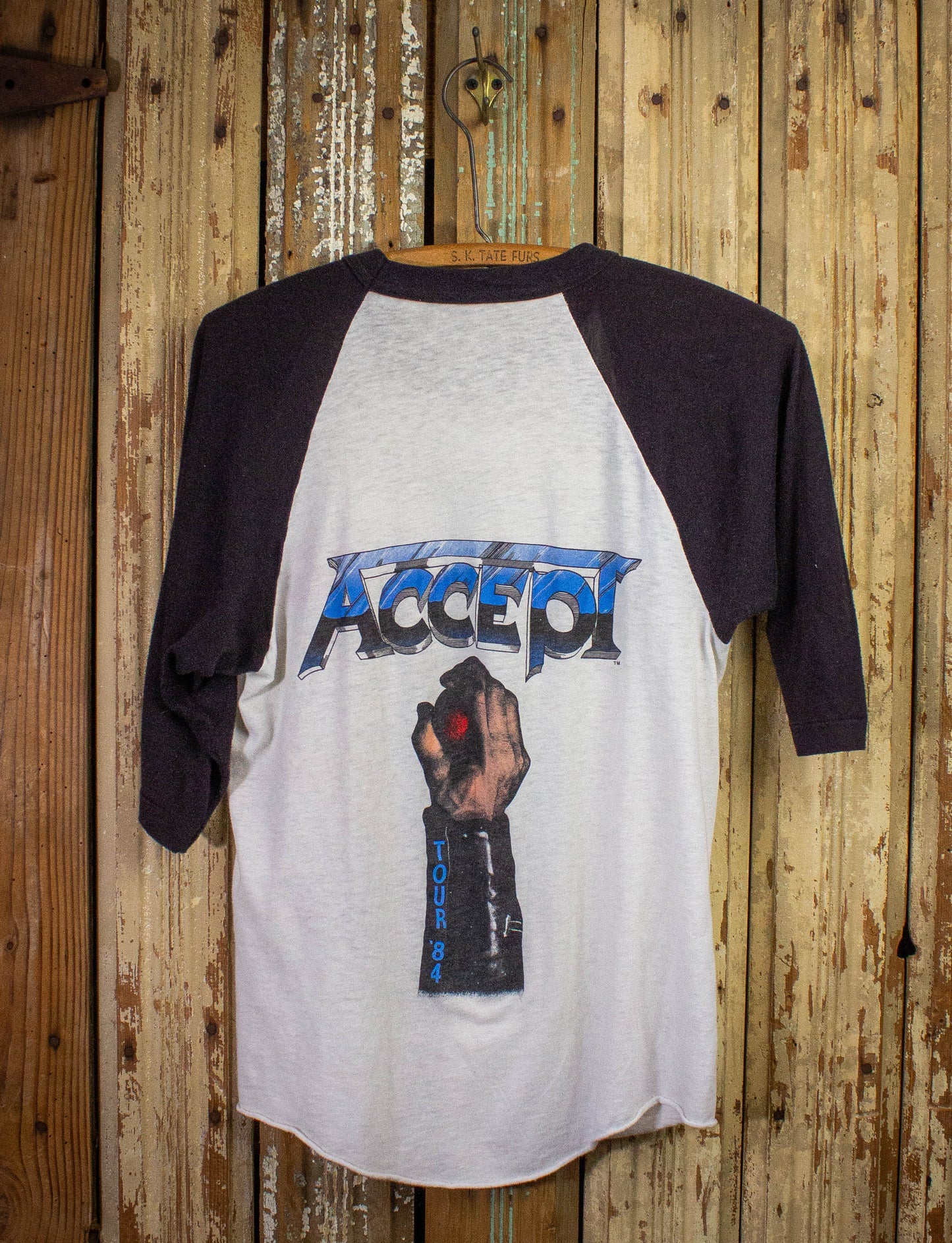 Vintage Accept Balls to the Wall Raglan Concert T Shirt 1984 Black and White Small