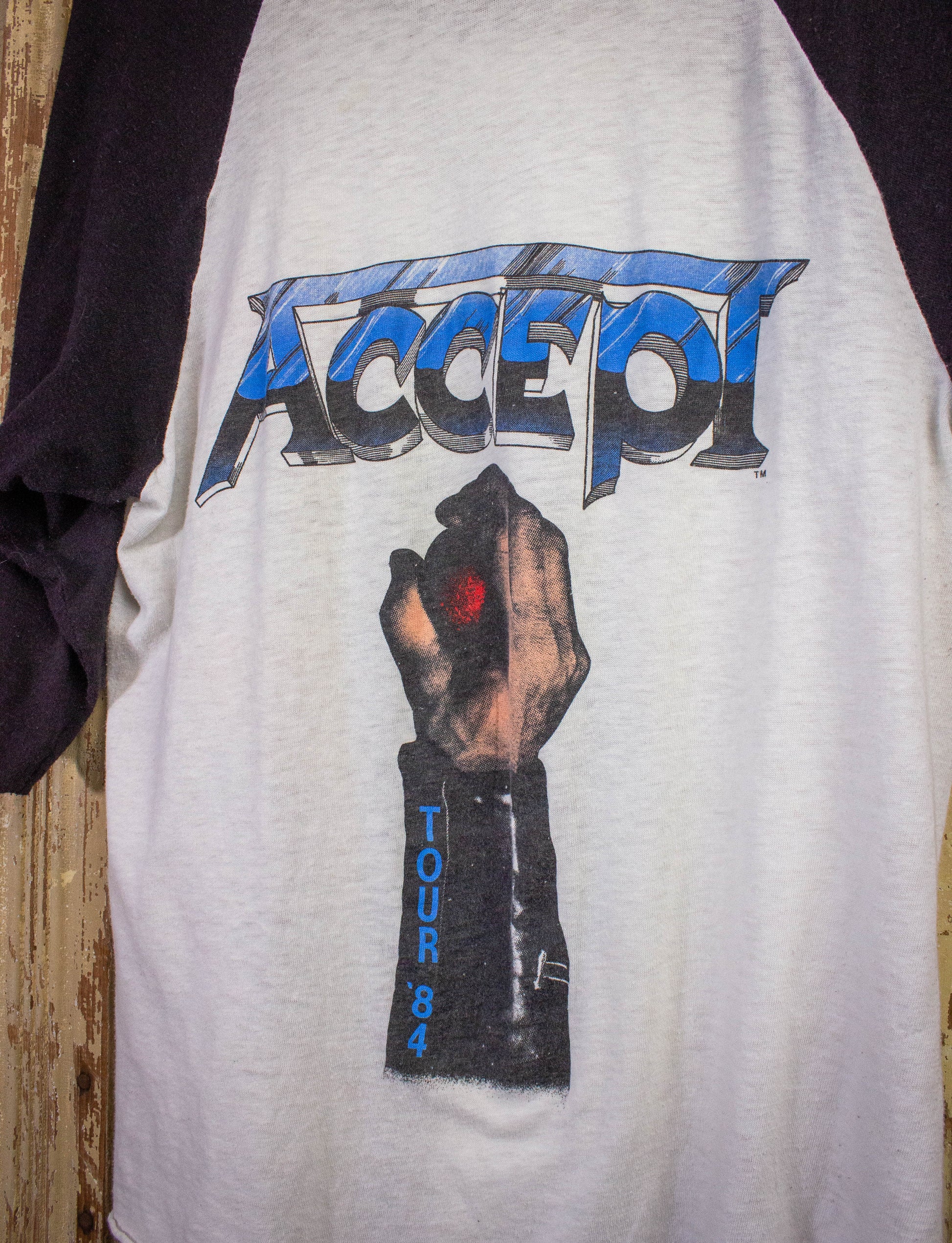 Vintage Accept Balls to the Wall Raglan Concert T Shirt 1984 Black and White Small