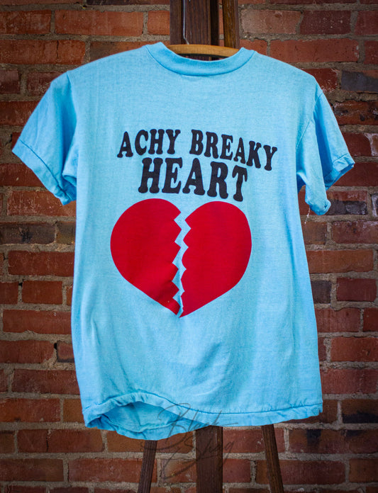 Vintage Achy Breaky Heart Graphic T Shirt 90s Cyan Small