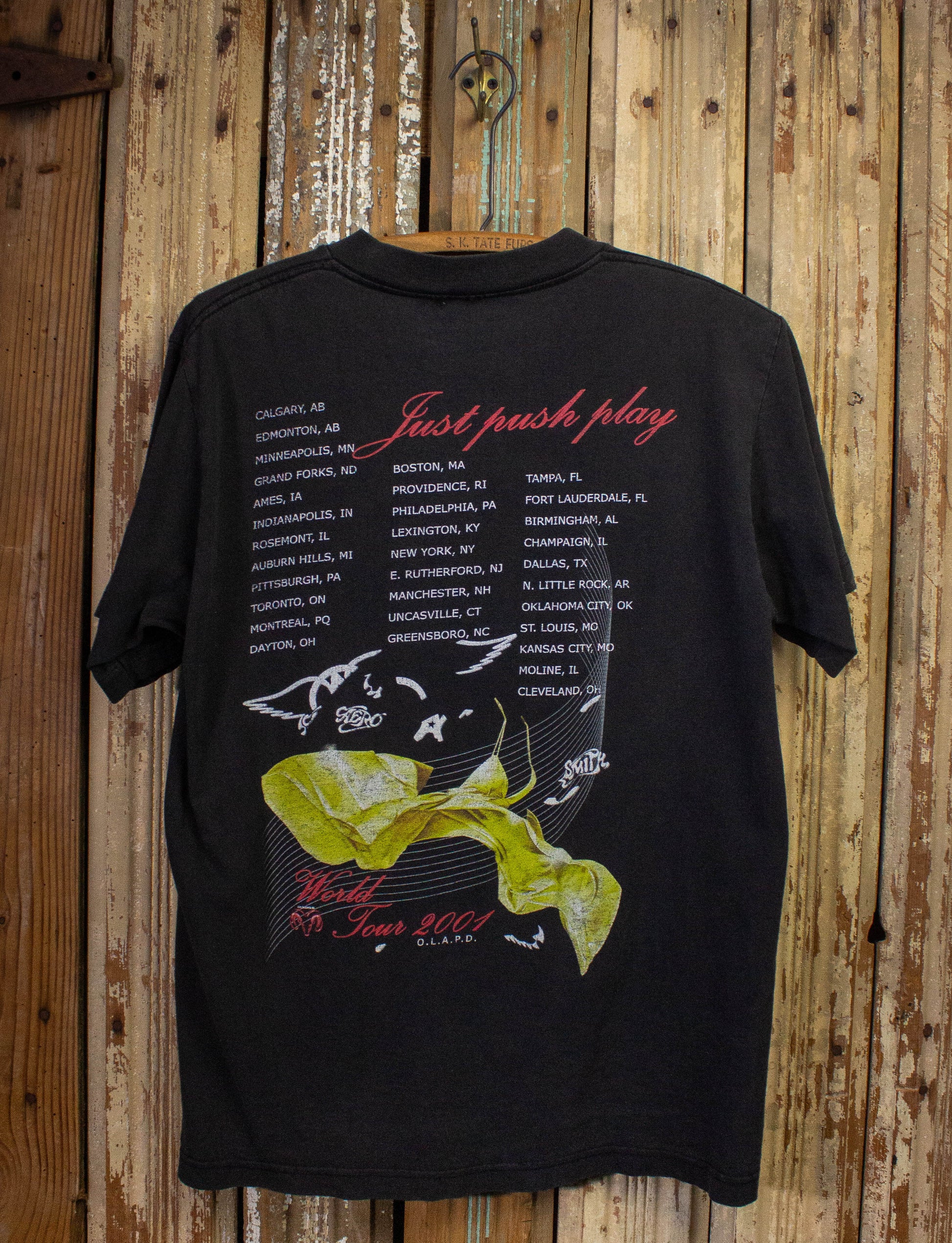 Vintage Aerosmith Just Push Play Concert T Shirt 2001 Black Medium