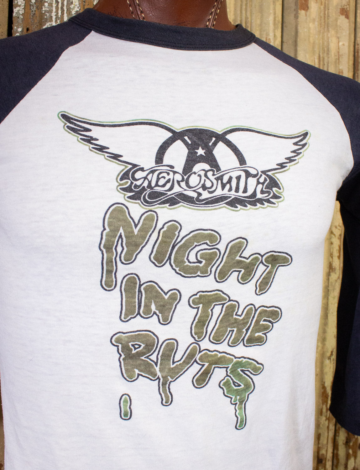 Vintage Aerosmith Night In The Ruts Raglan Concert T Shirt 1979 Black/White Medium