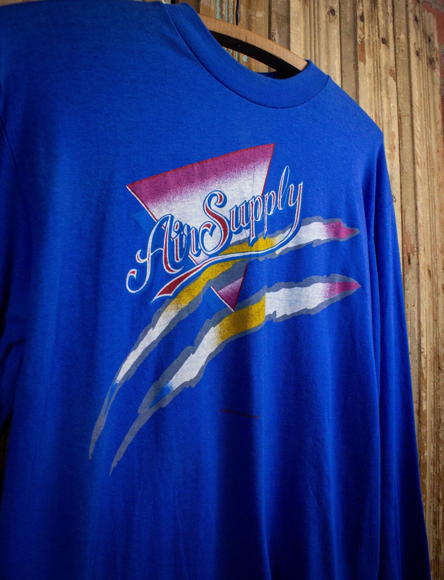 Vintage Air Supply Power Of Love Long Sleeve Concert T Shirt 1985 Blue Medium