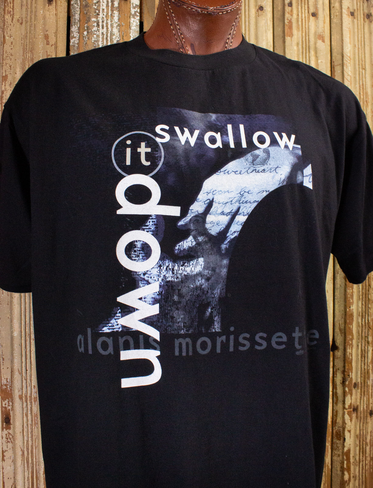 Vintage Alanis Morissette Swallow It Down Concert T Shirt 1996 Black XL