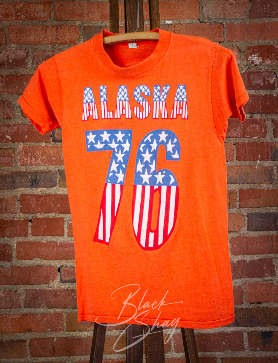 Vintage Alaska '76 Graphic T Shirt 70s Orange XXS