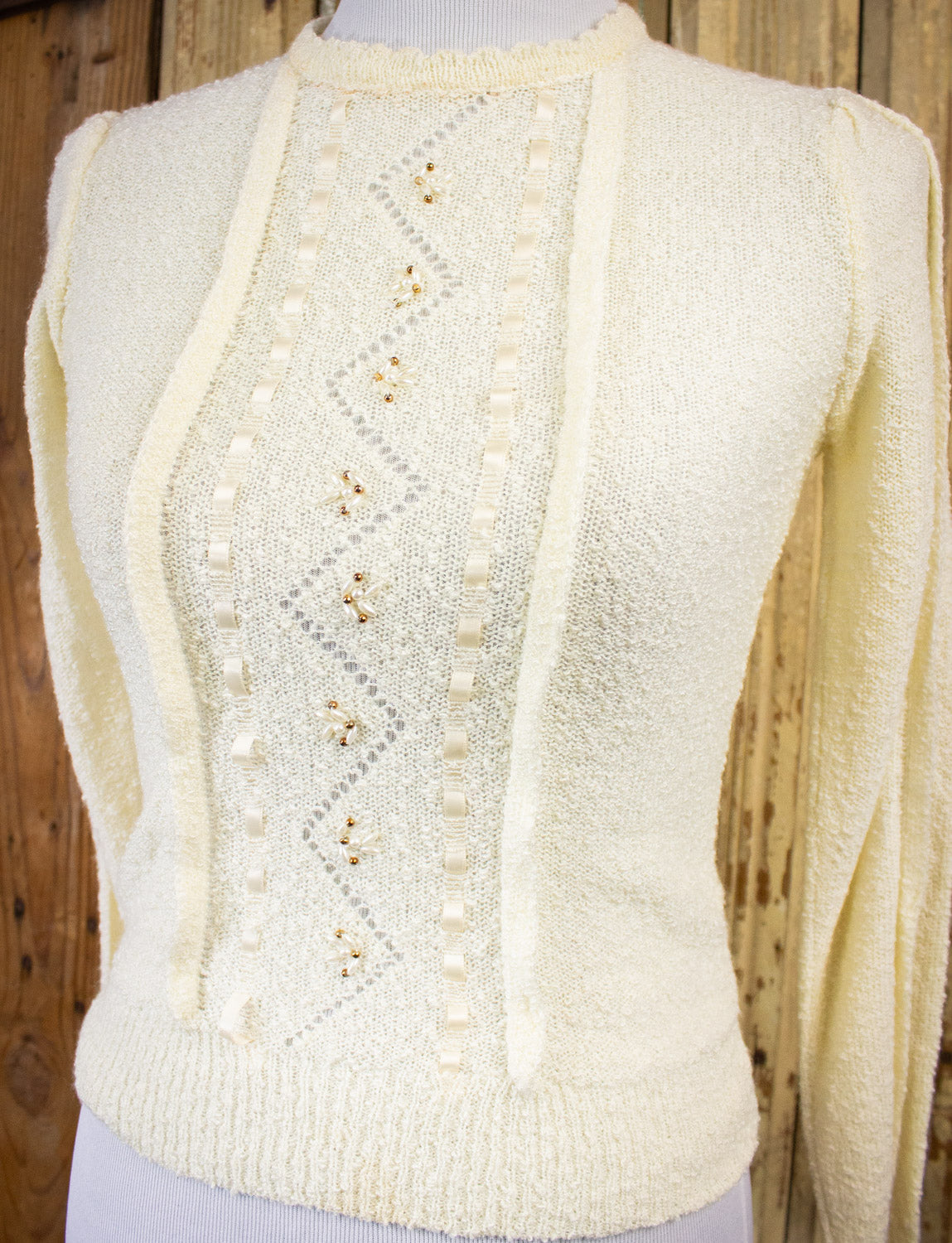 Vintage Alberoy Cream Sweater 80s XS