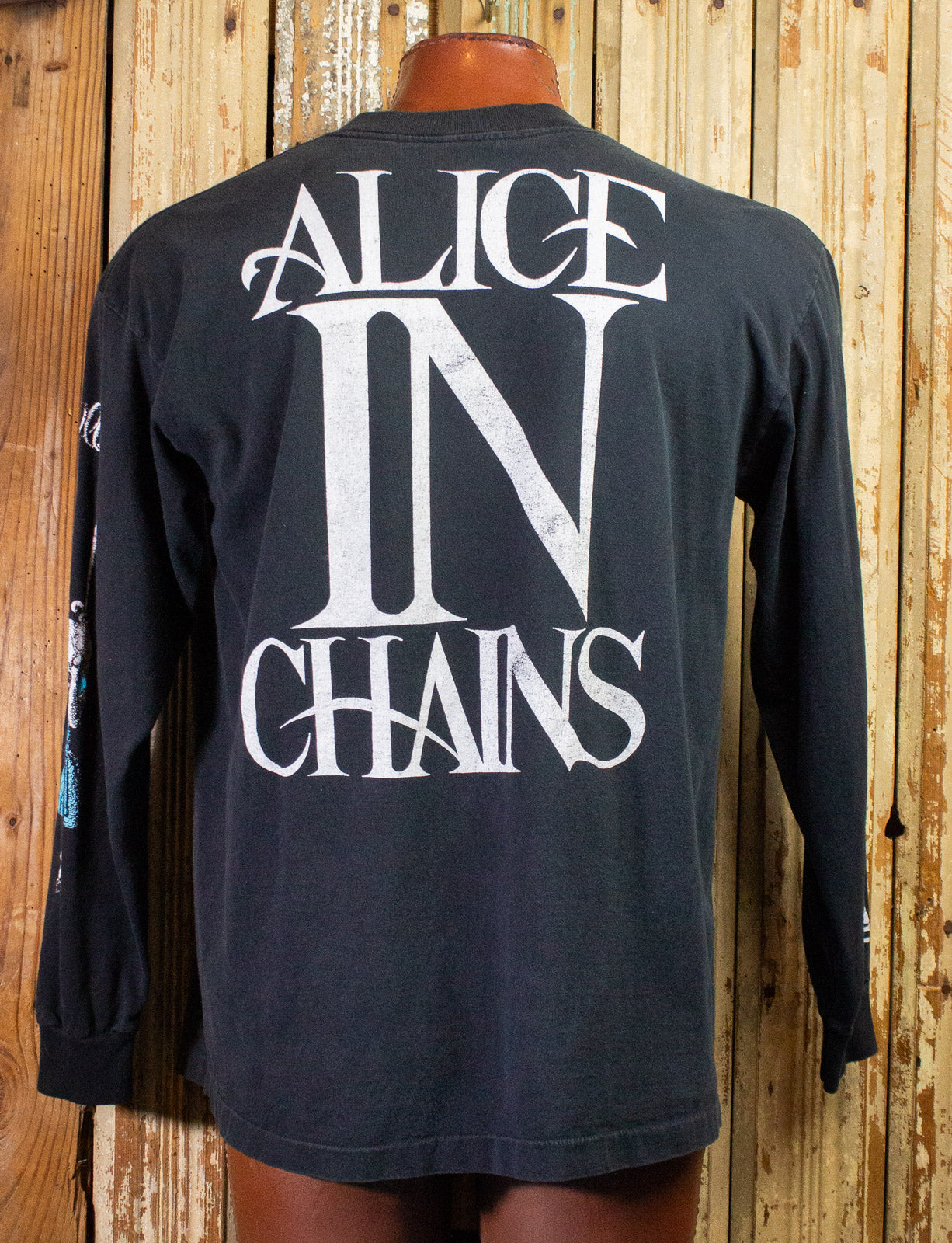 Maglietta Alice In Chains Donna, Nera, Maniche Corte, Stampa Vintage Effetto Sbiadito, Cotone Morbido