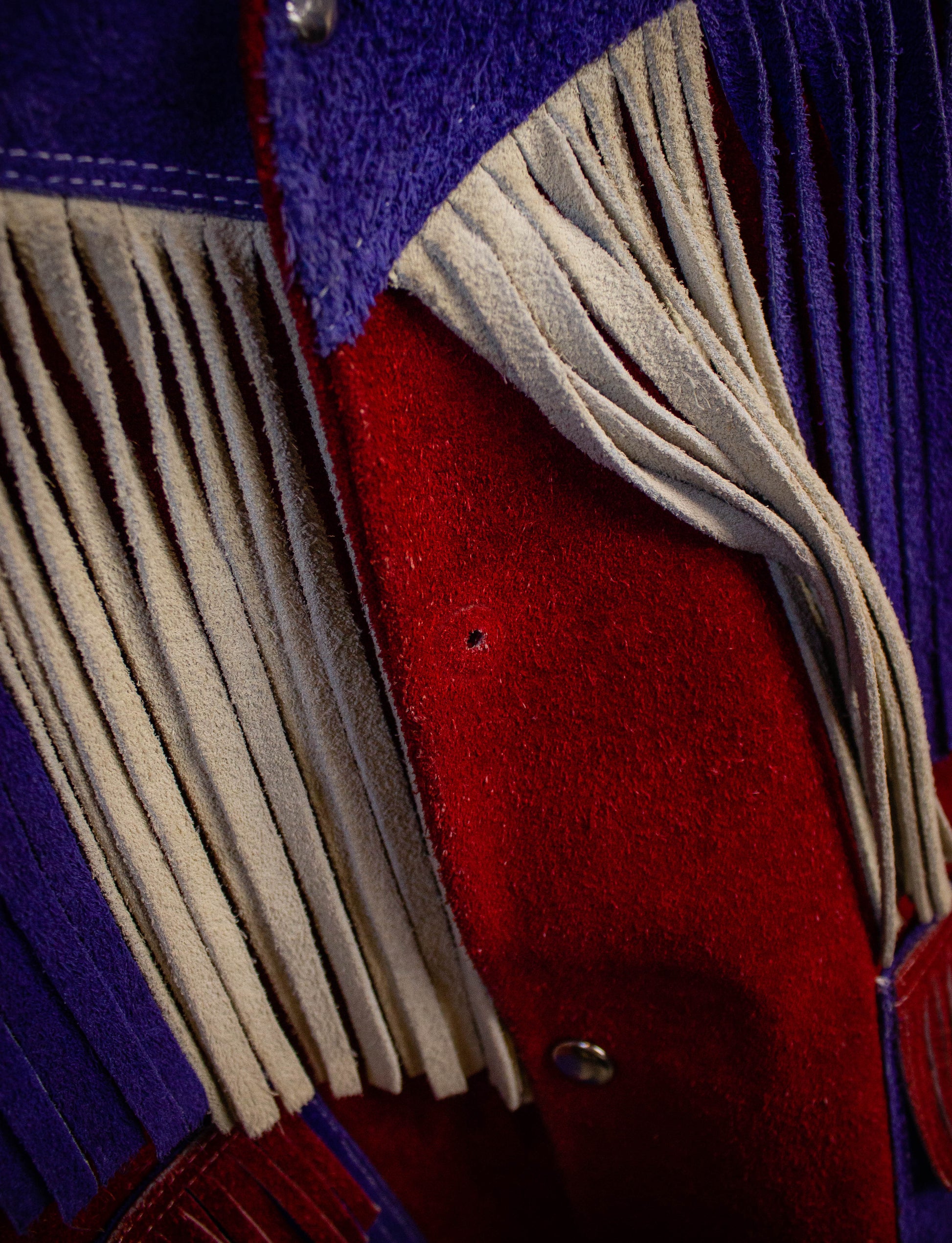 Vintage Americana Fringe Suede Jacket Red/White/Blue M