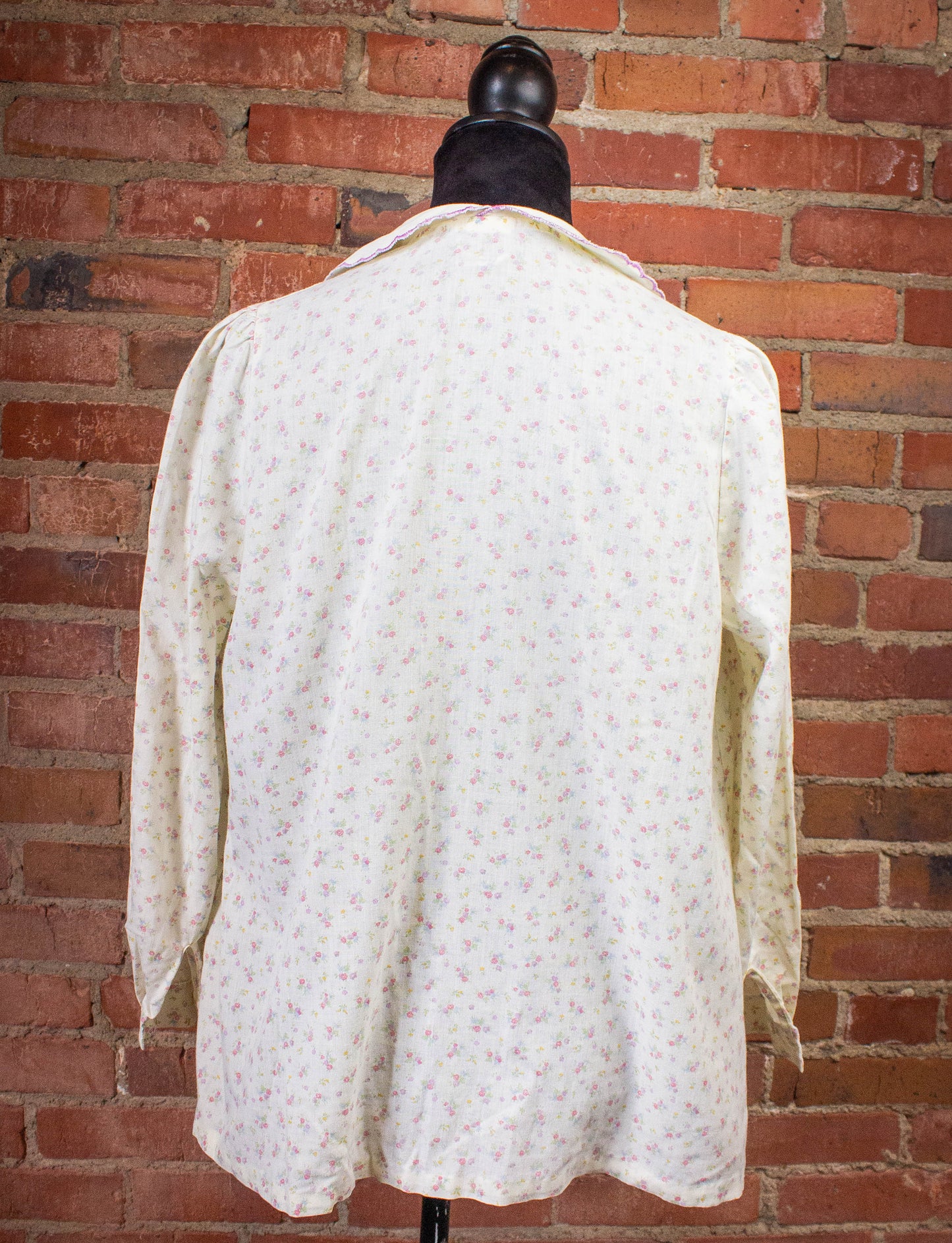 Vintage Andea Flower Print Night Shirt 70s White Medium