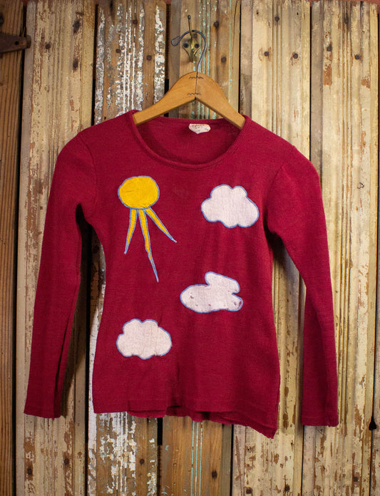 Vintage Women's Andy's Gang Sun and Clouds Long Sleeve Sweater Tee 70s
