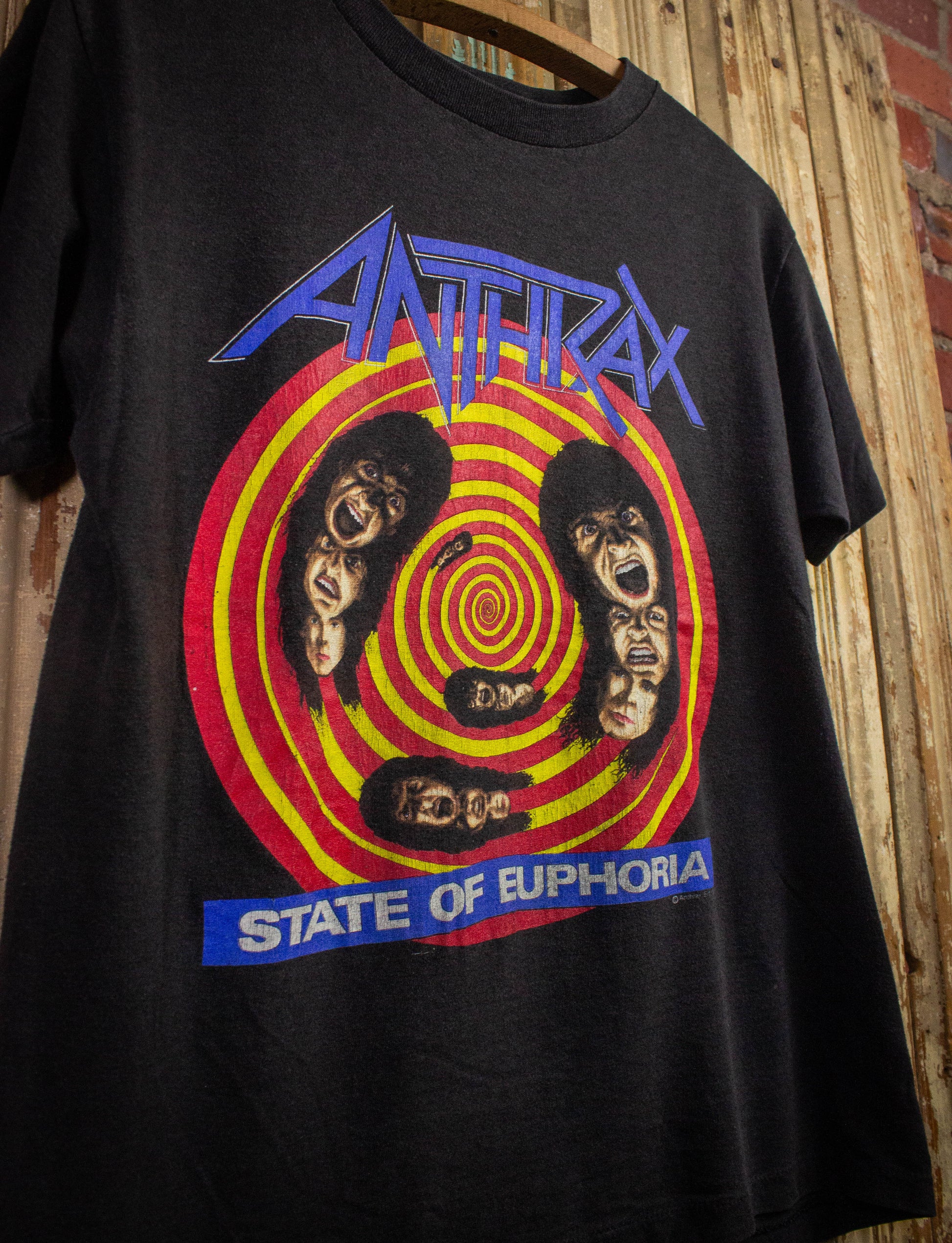 Vintage Anthrax State of Euphoria Concert T Shirt 1988-89 Black Medium