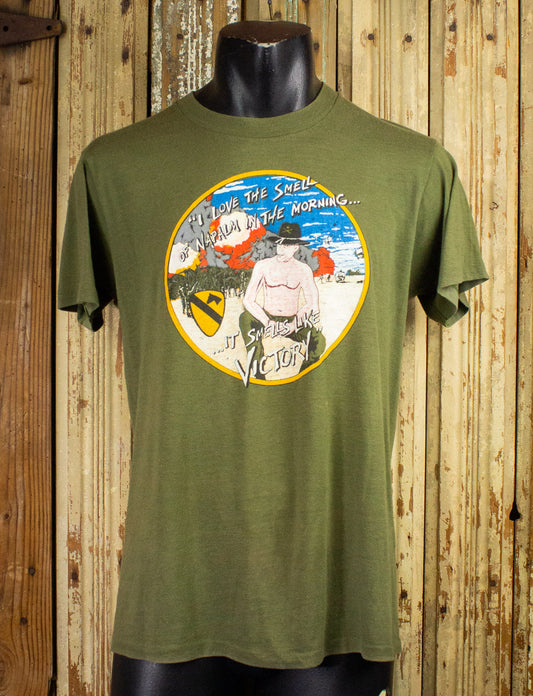Vintage Apocalypse Now Smell of Napalm in the Morning Graphic T Shirt 80s Green Large