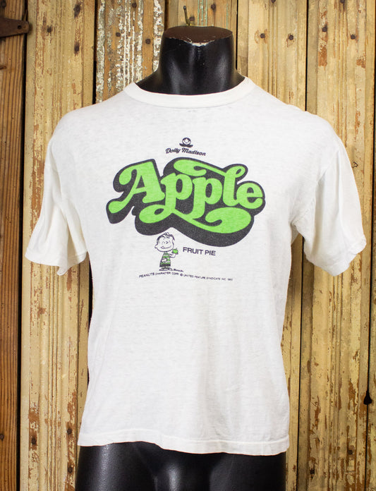 Vintage Apple Fruit Pie Peanuts Graphic T Shirt White 70s Medium