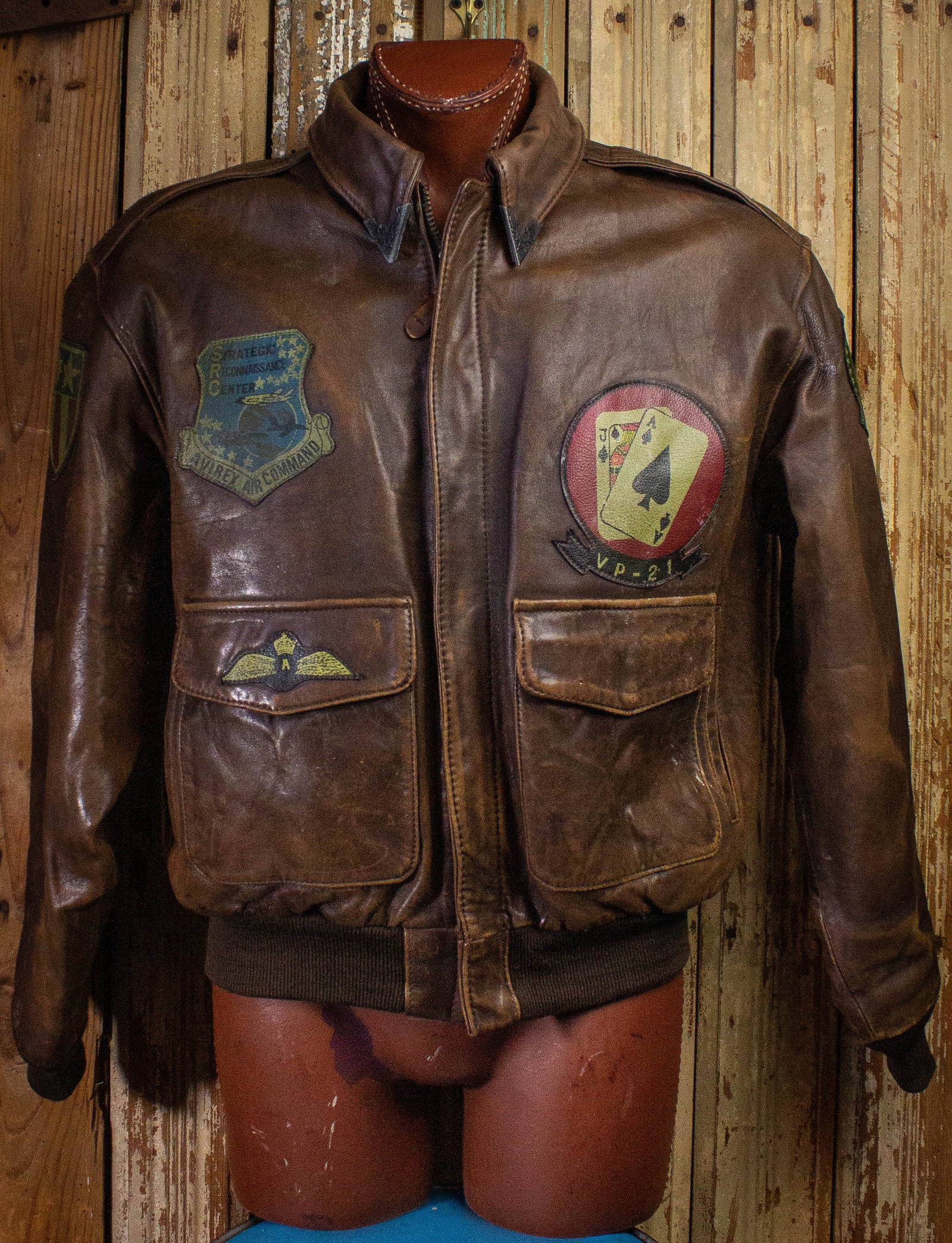 Vintage Avirex A-2 Leather Bomber Jacket 1987 Brown XL