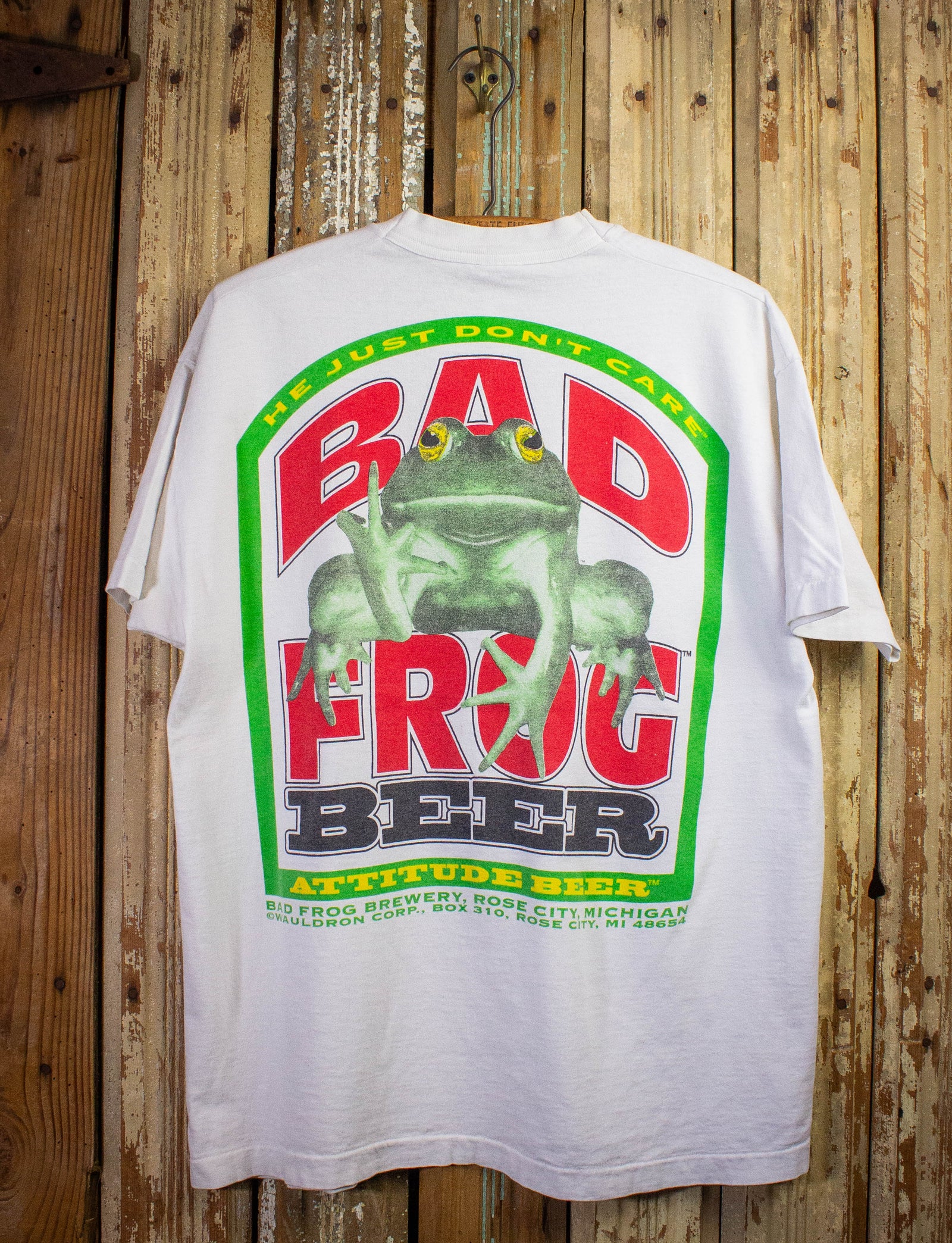 Vintage Bad Frog Beer Graphic T Shirt 90s White XL