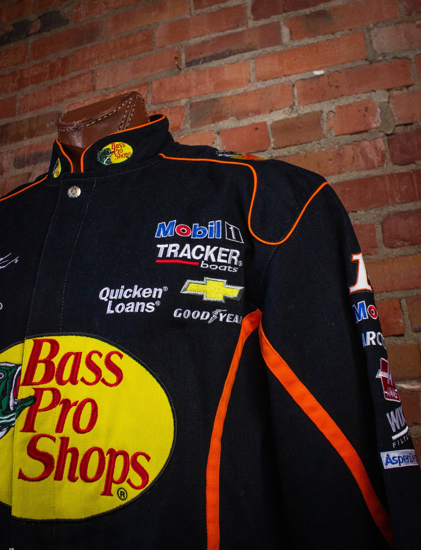 Vintage Tony Stewart Bass Pro Shop Nascar Racing Jacket Black XL