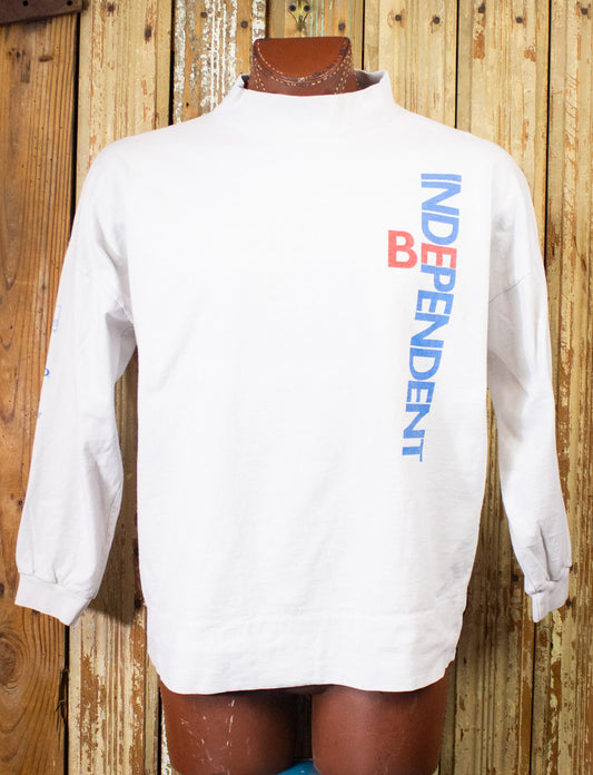 Vintage Be Independent Graphic Sweatshirt 80s White 2XL