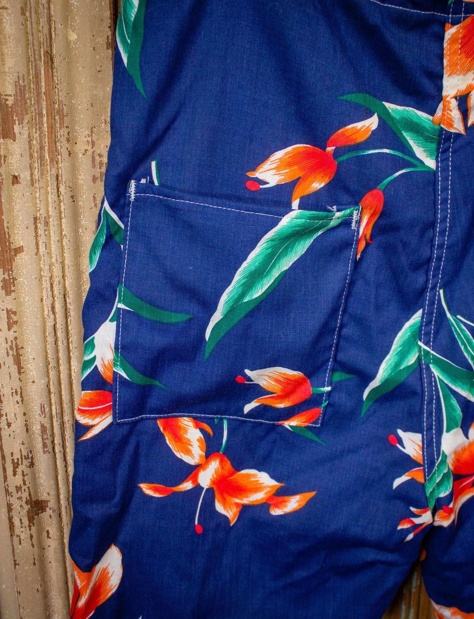 Vintage Beach Breakers Blue Floral Board Shorts 80s Small